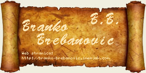 Branko Brebanović vizit kartica
